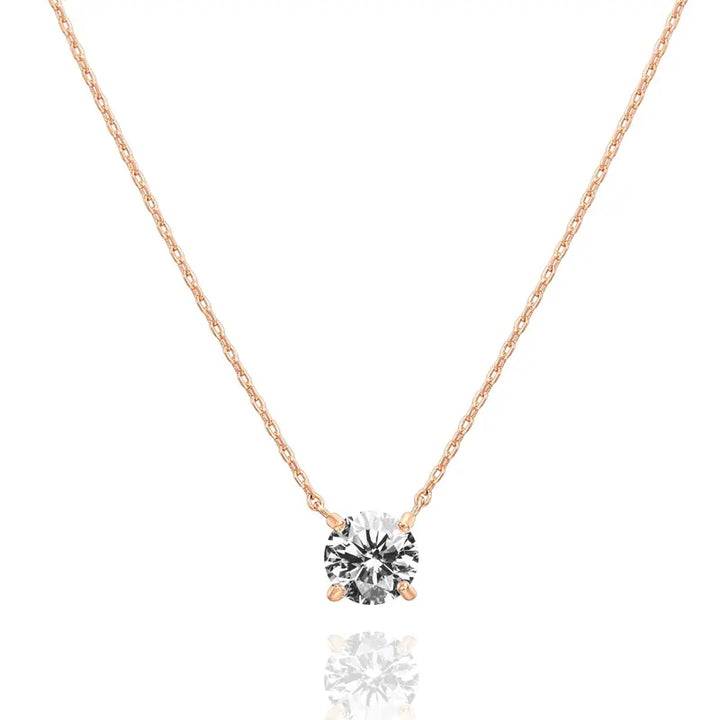 Round Solitaire CZ Everyday Necklace