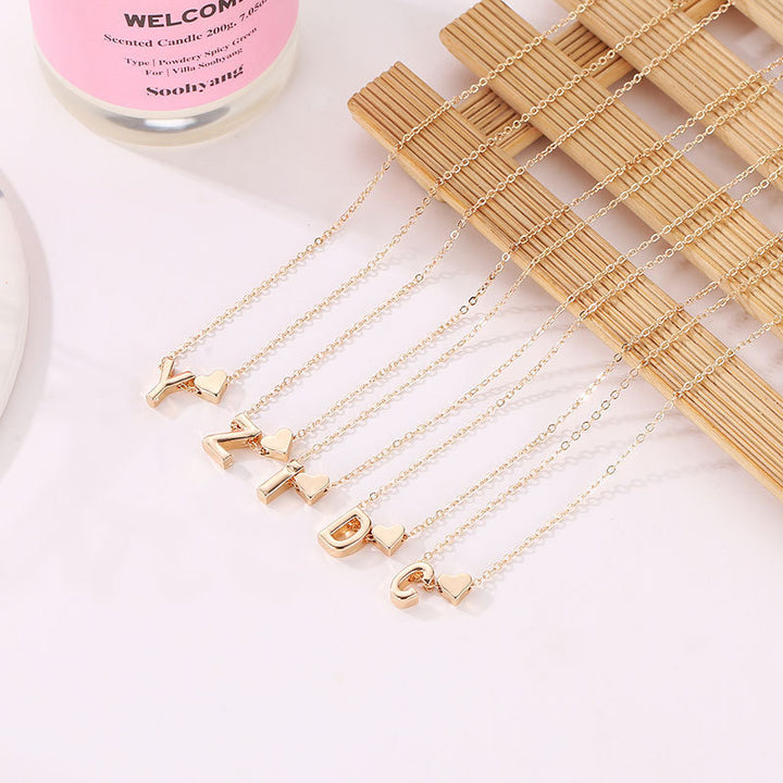 Heart Initial Letter Dainty Necklace For Women