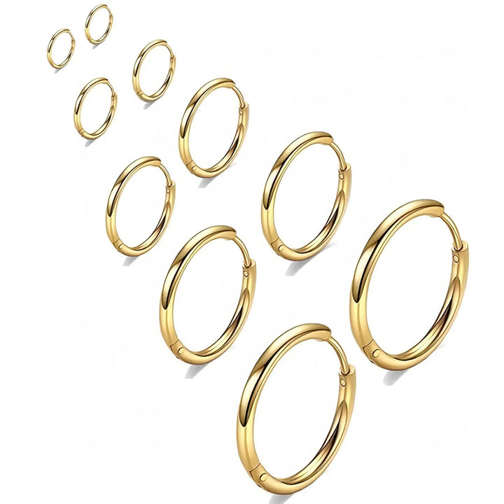 Multi Size Plain Hoop Earring Set Daily Wear