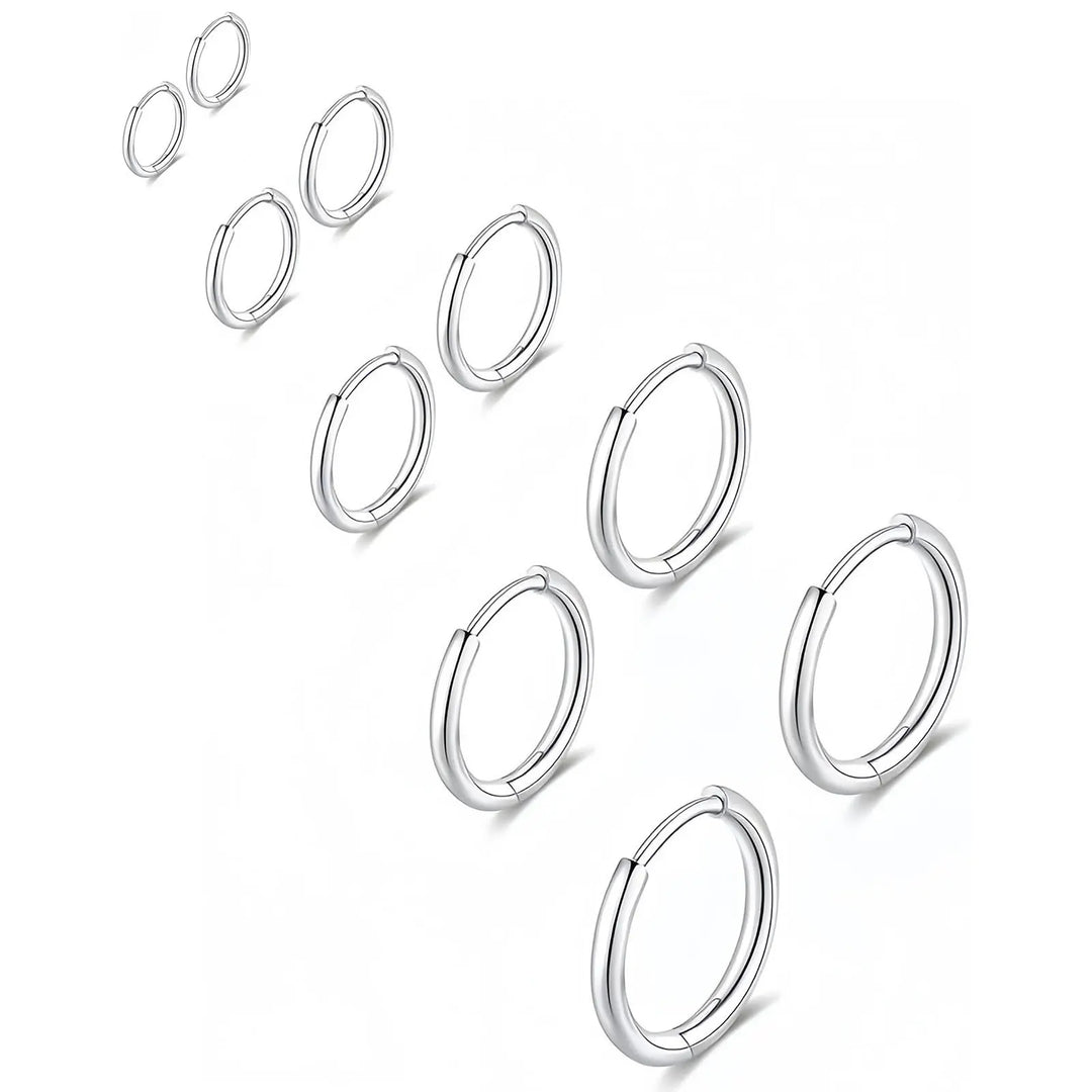Multi Size Plain Hoop Earring Set Daily Wear