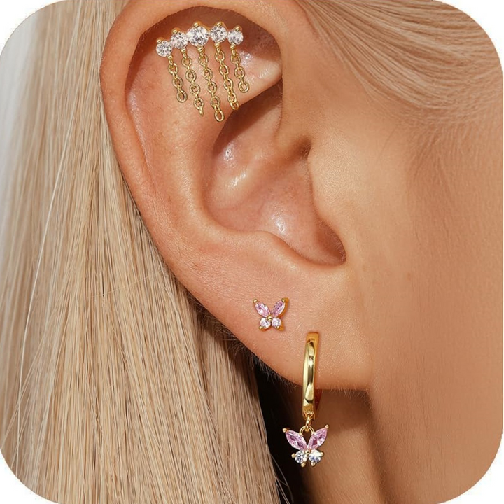 Zircon Butterfly Multi-Piece Earring Set for Women