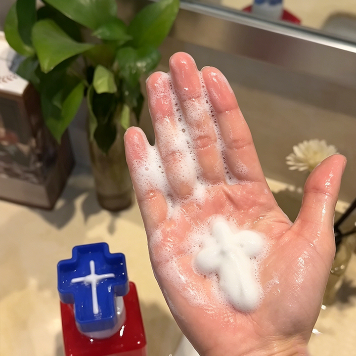 Cross Shape Foaming Hand Soap Dispenser Bottle 500ml with Soap Liquid