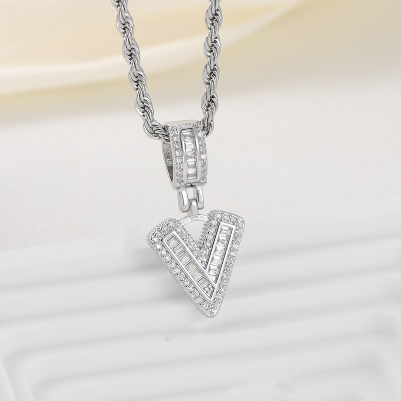 Zircon Letter Pendant Twisted Rope Necklace