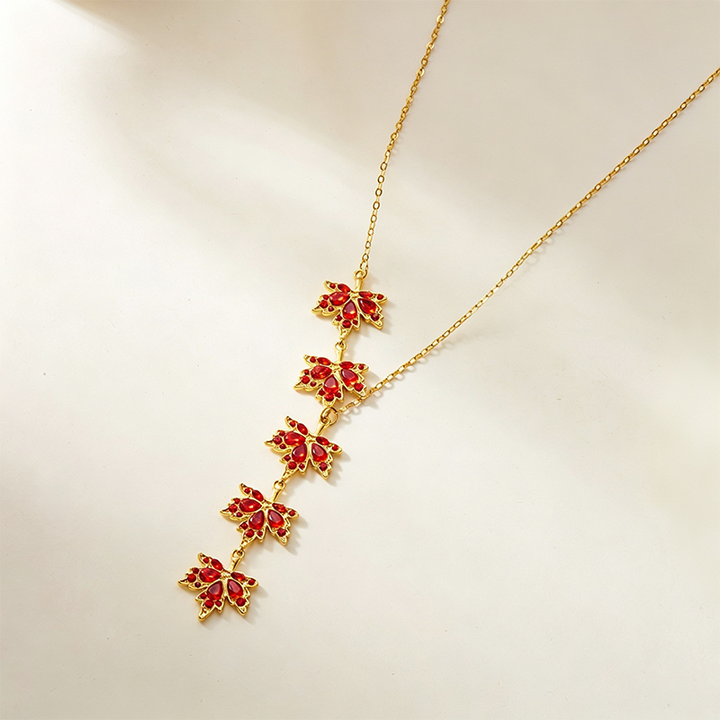 Red Maple Leaf Jewelry Set for Fall
