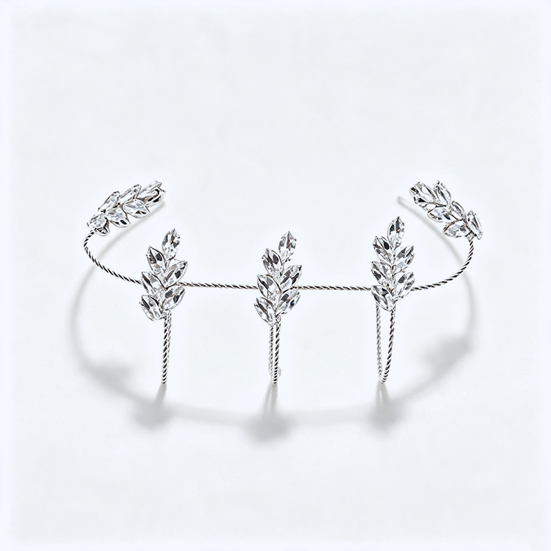 Zircon Leaf Linked Finger Bracelet
