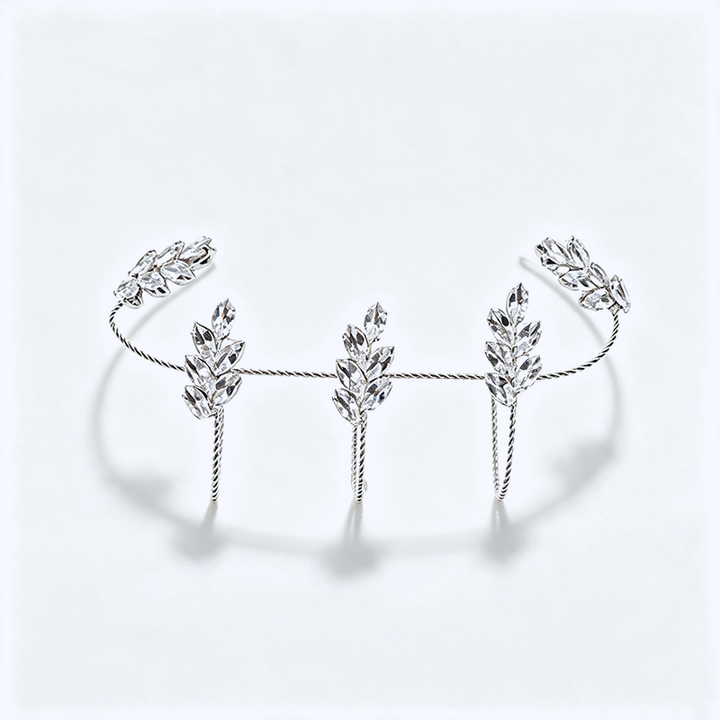 Zircon Leaf Linked Finger Bracelet