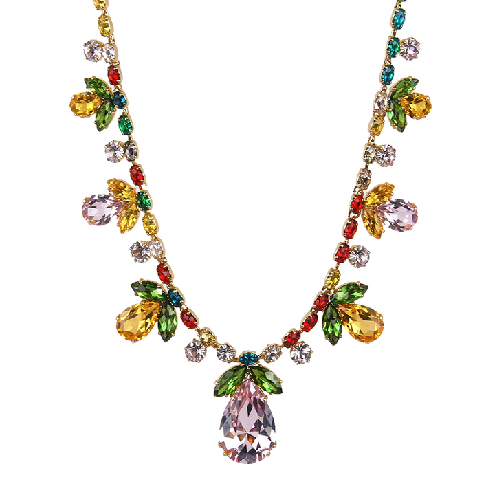 Colorful CZ Floral Leaf Drop Jewelry