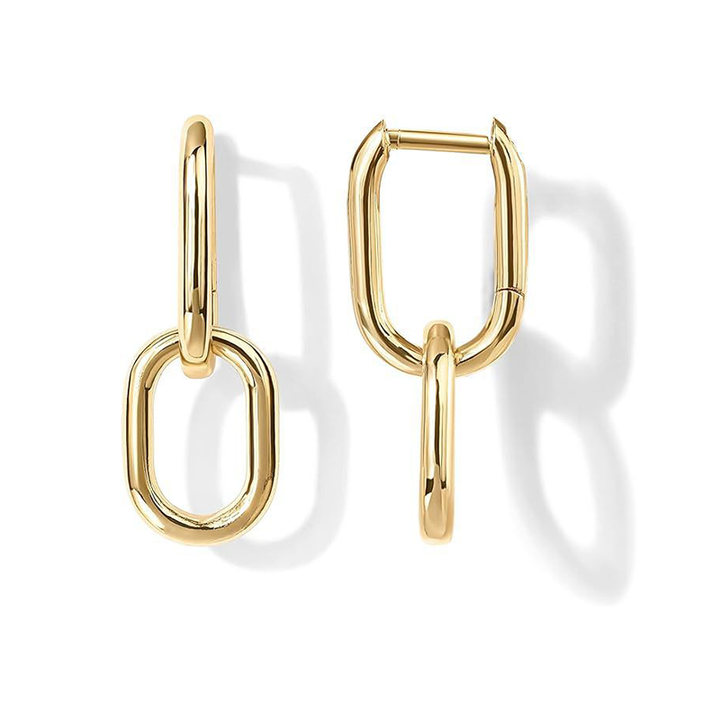 Oval Link Dangle Hoop Earrings