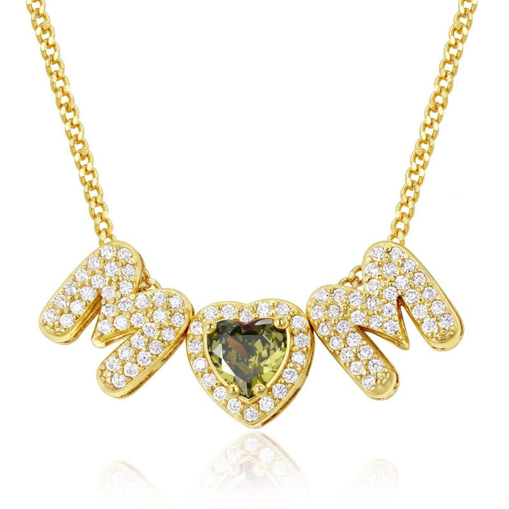 Birthstone MOM Heart Necklace