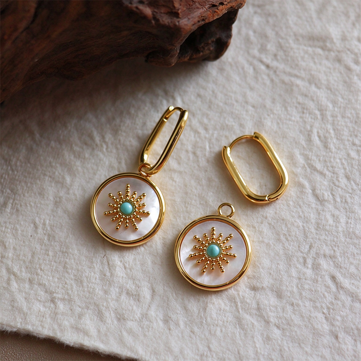 Sunburst Mother of Pearl Drop Earrings