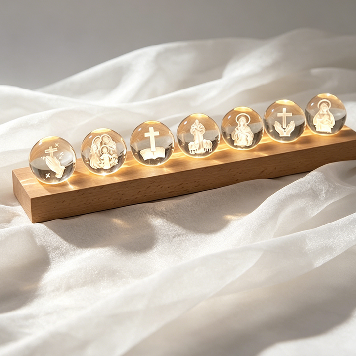 Faith Themed Lit Wooden Base Sphere Ornament Kit