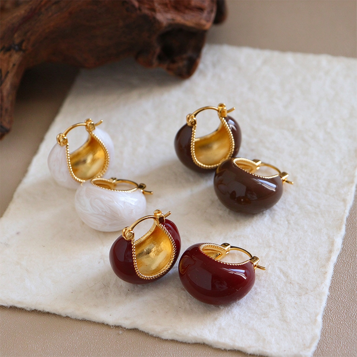 Enamel Teardrop Hoop Earrings