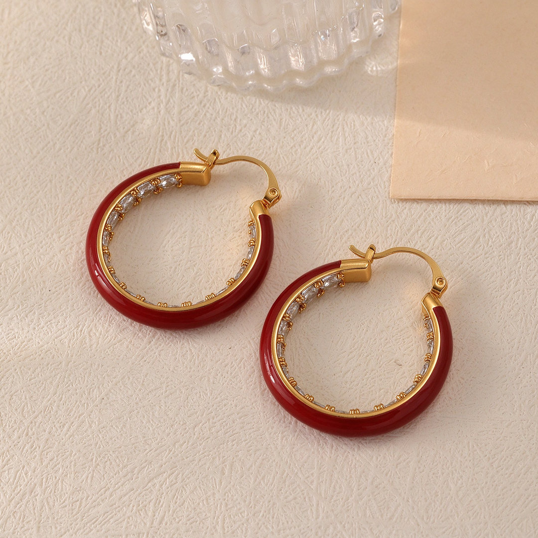 Radiant Enamel Sparkle Hoop Earrings
