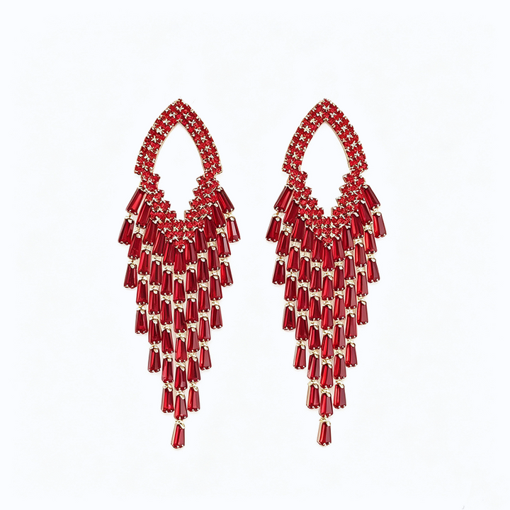 Rhombus Zircon Sparkle Tassel Earrings