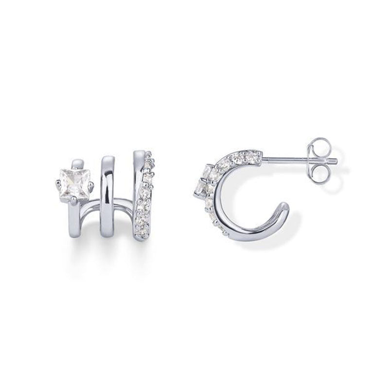 Triple-ring stud earrings for everyday wear
