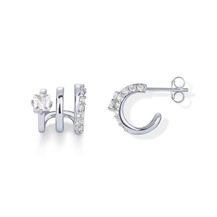 Triple-ring stud earrings for everyday wear