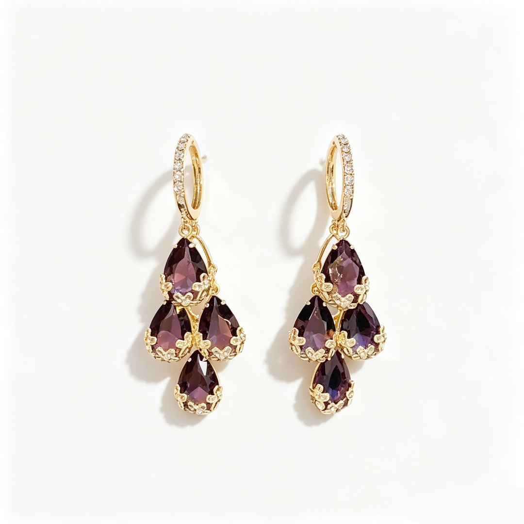 Teardrop Cluster Huggie Drop Earrings Formal Daily Wear Jewelry