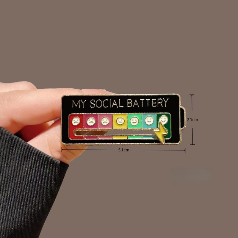 Social Battery Slider Pin Mood Brooch