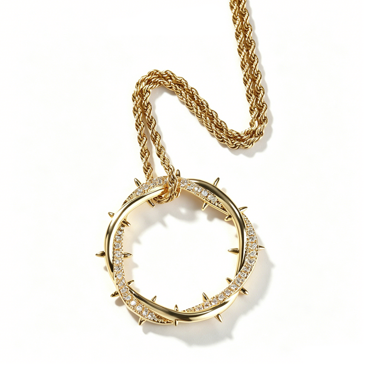 Crown of Thorns Zircon Pendant Necklace for Men