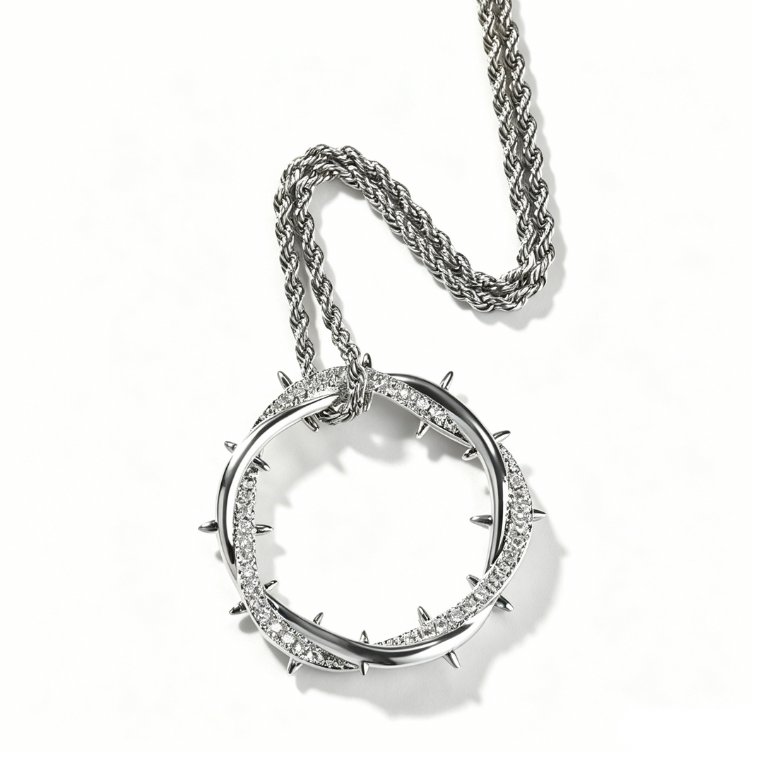 Crown of Thorns Zircon Pendant Necklace for Men