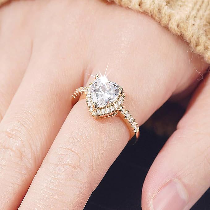 Heart Halo Zircon Statement Ring Daily Wear Jewelry
