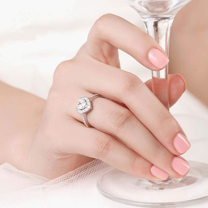 Heart Halo Zircon Statement Ring Daily Wear Jewelry