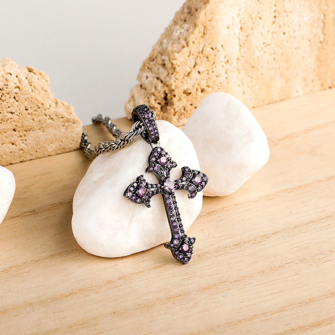 Paved Cross Rope Chain Necklace