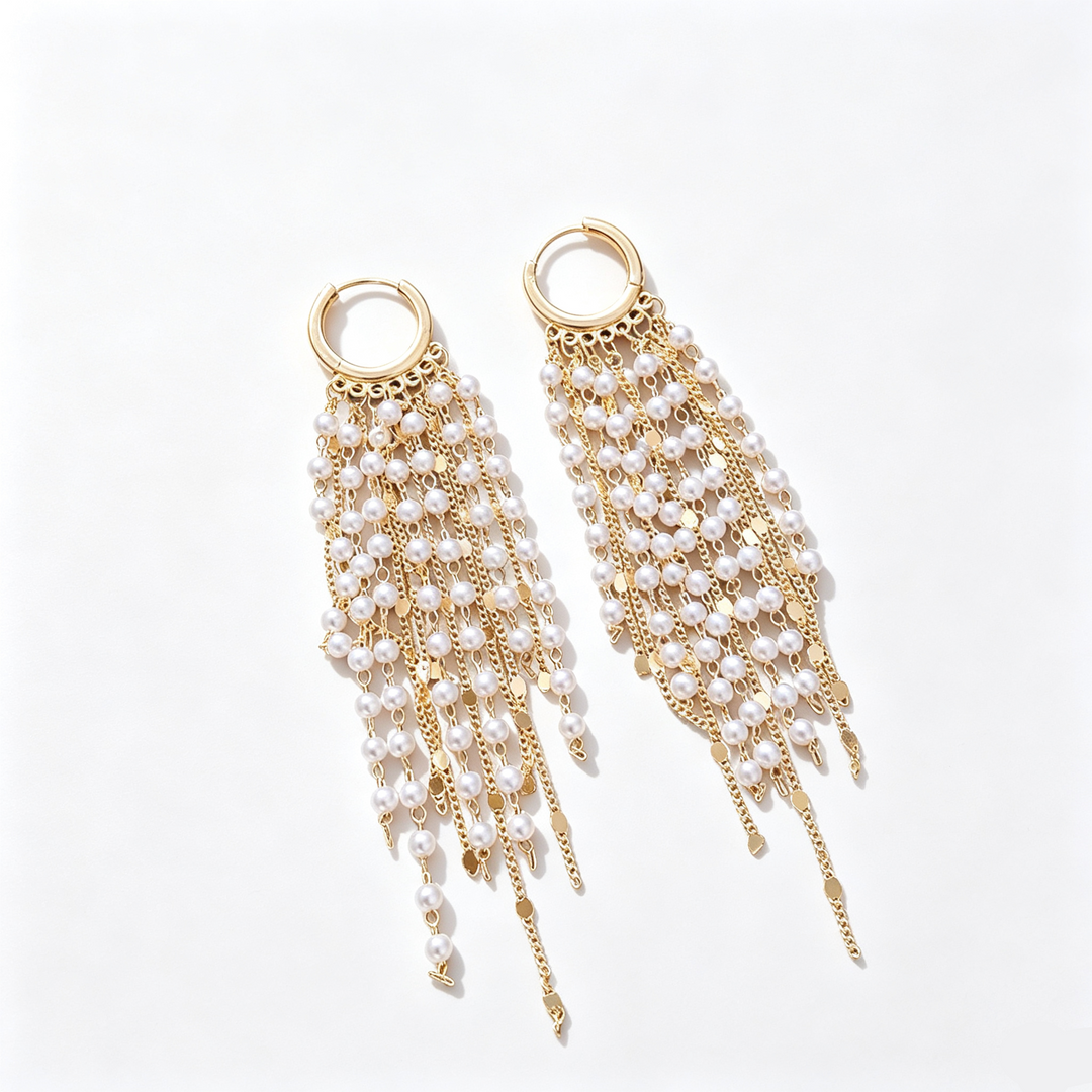 Pearl Tassel Earrings Elegant Evening Wear