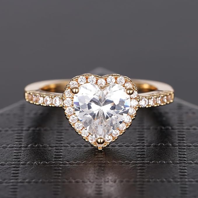 Heart Halo Zircon Statement Ring Daily Wear Jewelry