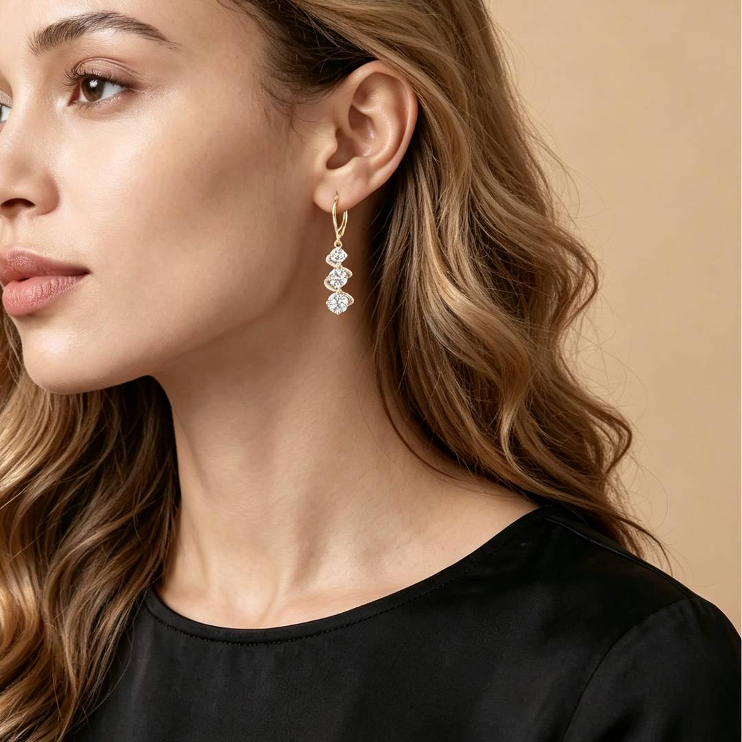 Minimalist Long Zircon Spiral Earrings