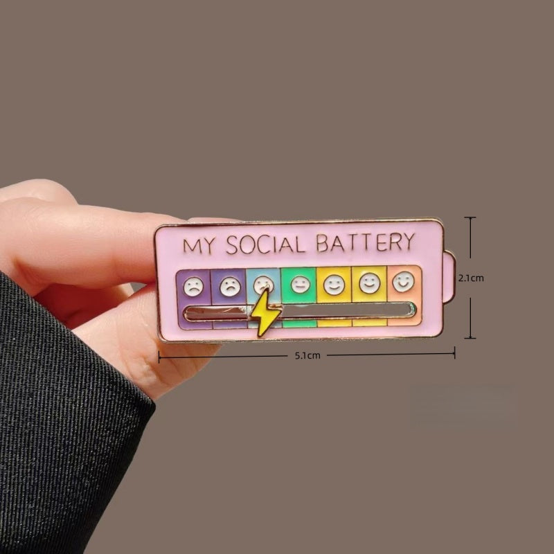 Social Battery Slider Pin Mood Brooch