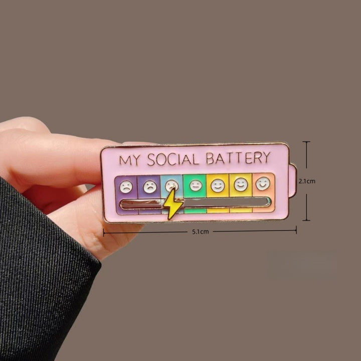 Social Battery Slider Pin Mood Brooch
