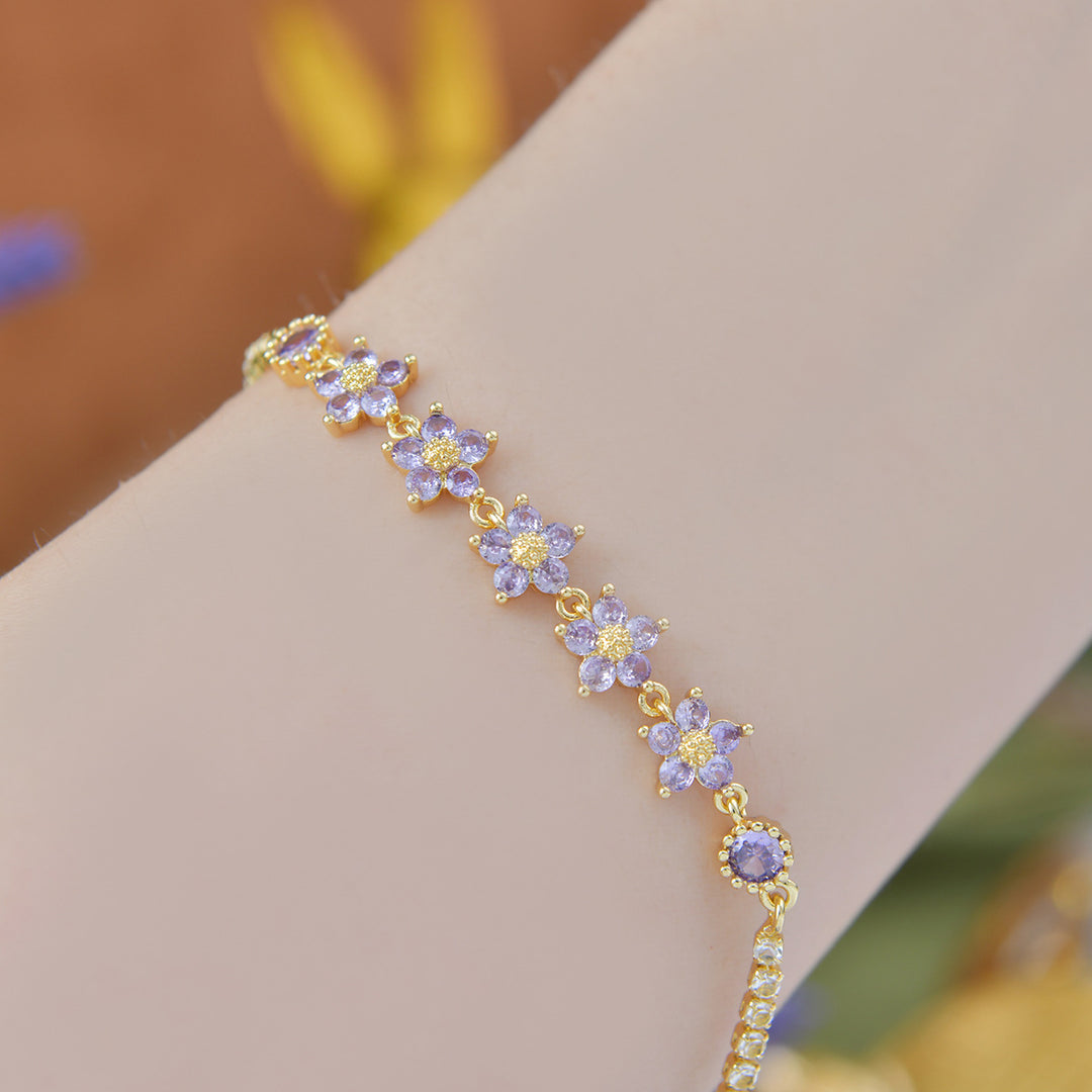 Adjustable Luxury Zirconia Flower Bracelet
