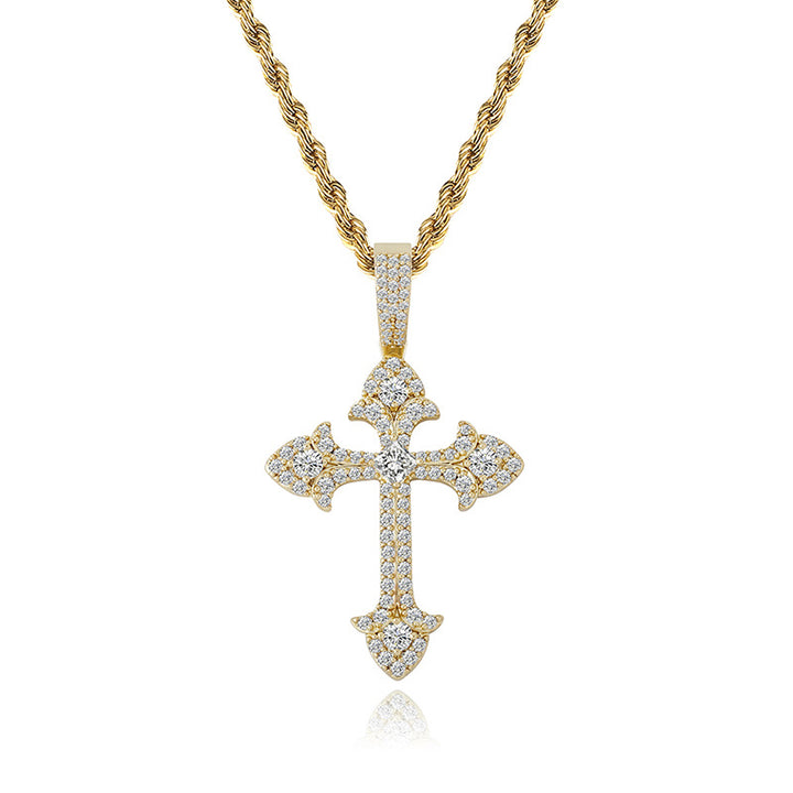 Paved Cross Rope Chain Necklace