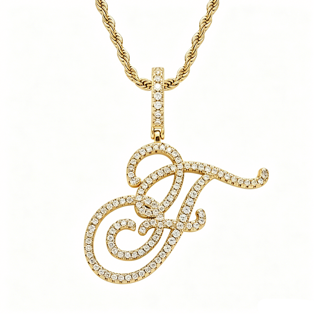 Braided Chain Letter Pendant Necklace