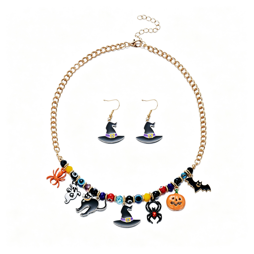Witch Hat Pumpkin Halloween Jewelry Set
