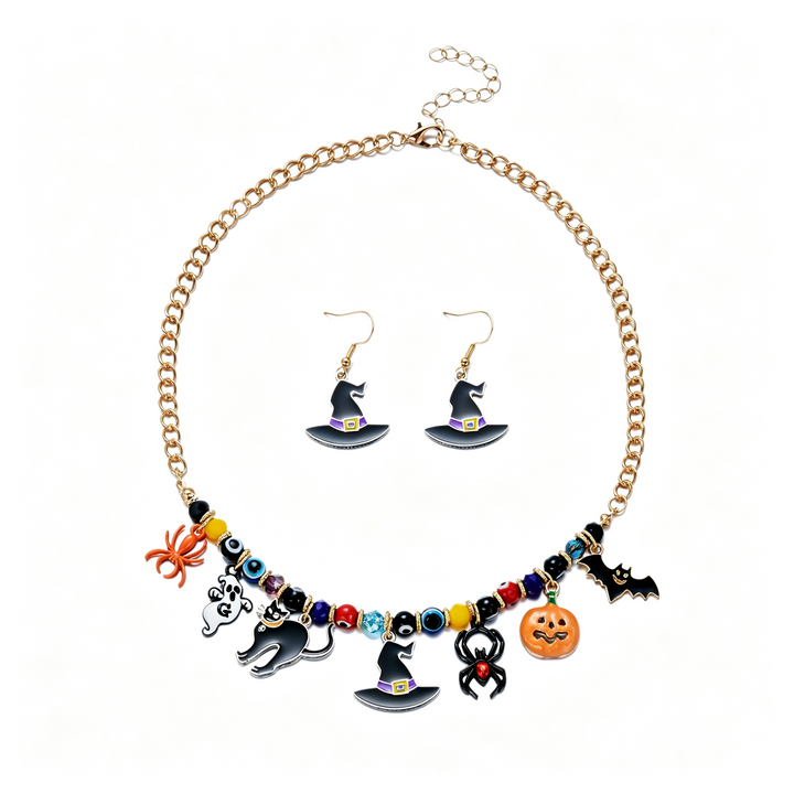 Witch Hat Pumpkin Halloween Jewelry Set