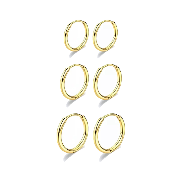 Multi Size Plain Hoop Earring Set Daily Wear