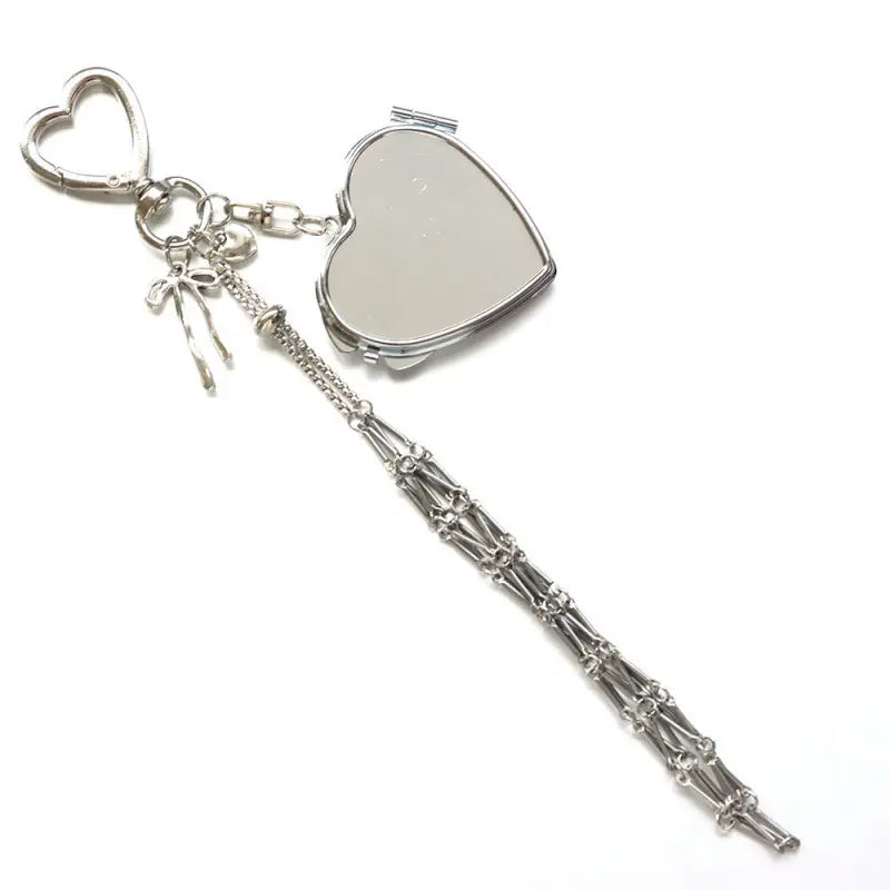 Star Heart Lipstick Holder Bag Charm Compact Mirror Purse Accessory
