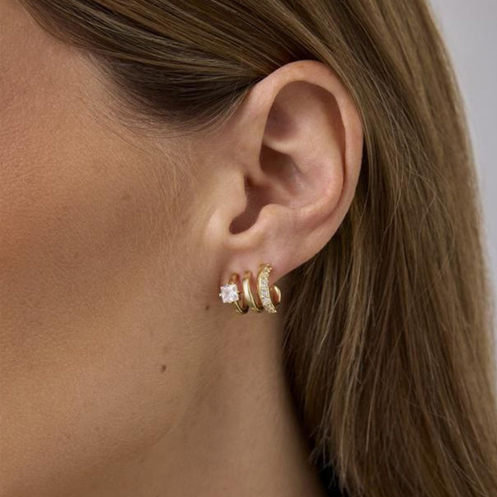 Triple-ring stud earrings for everyday wear
