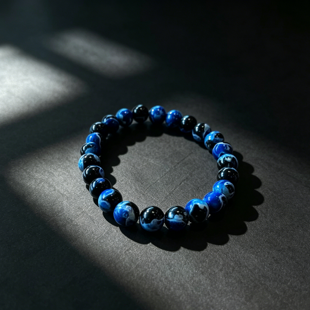 Blue Natural Stone Beaded Stretch Bracelet