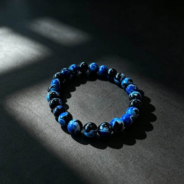 Blue Natural Stone Beaded Stretch Bracelet