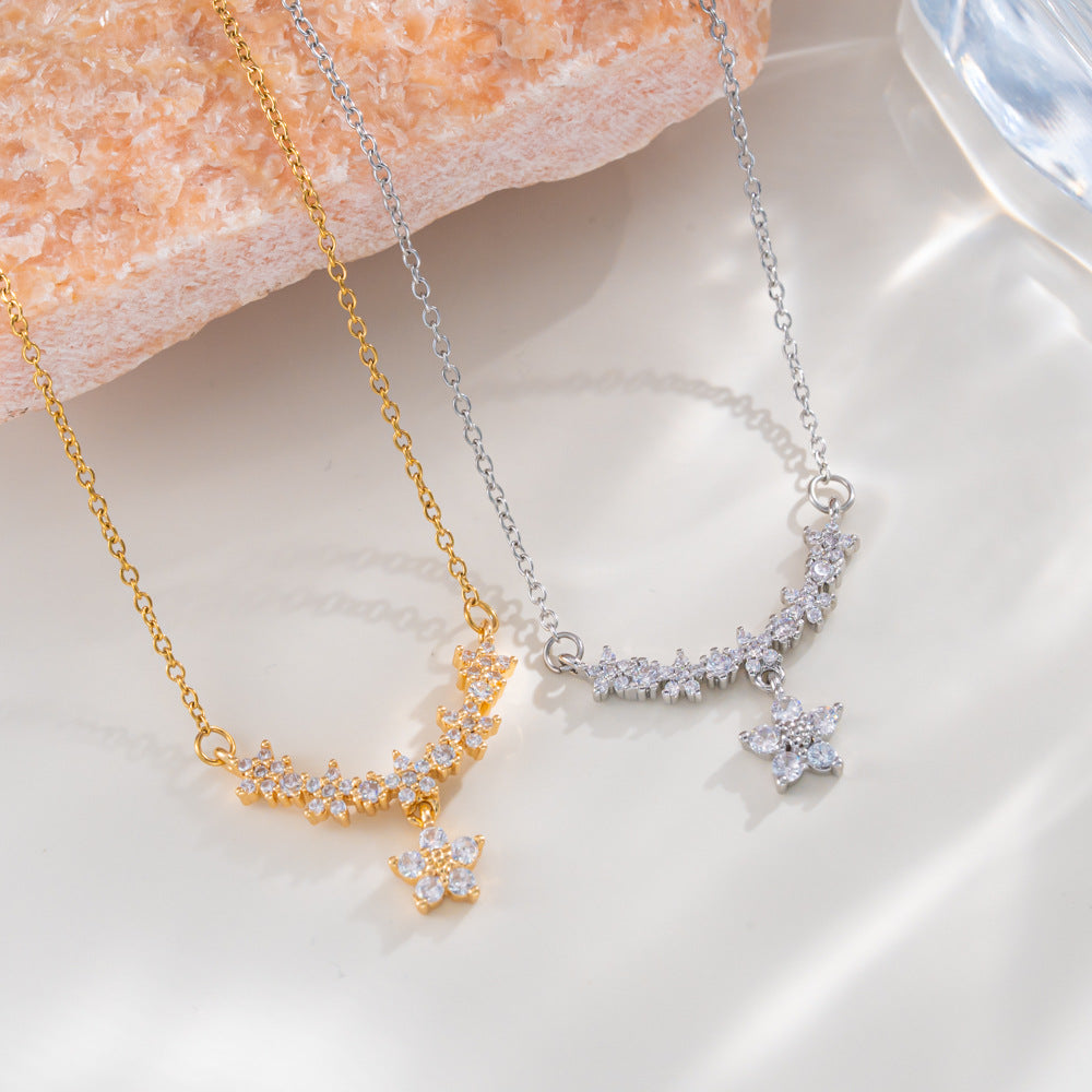 Minimalist Sparkle Floral Choker Necklace