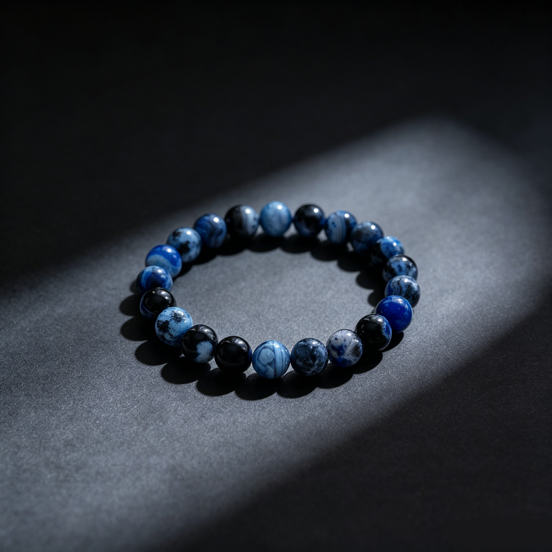 Blue Natural Stone Beaded Stretch Bracelet