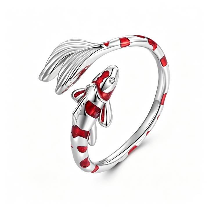 Lucky Carp Enamel Open Adjustable Ring