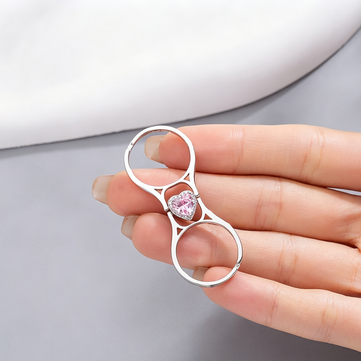 Flip Heart Dual Band Ring For Daily Personal Styling