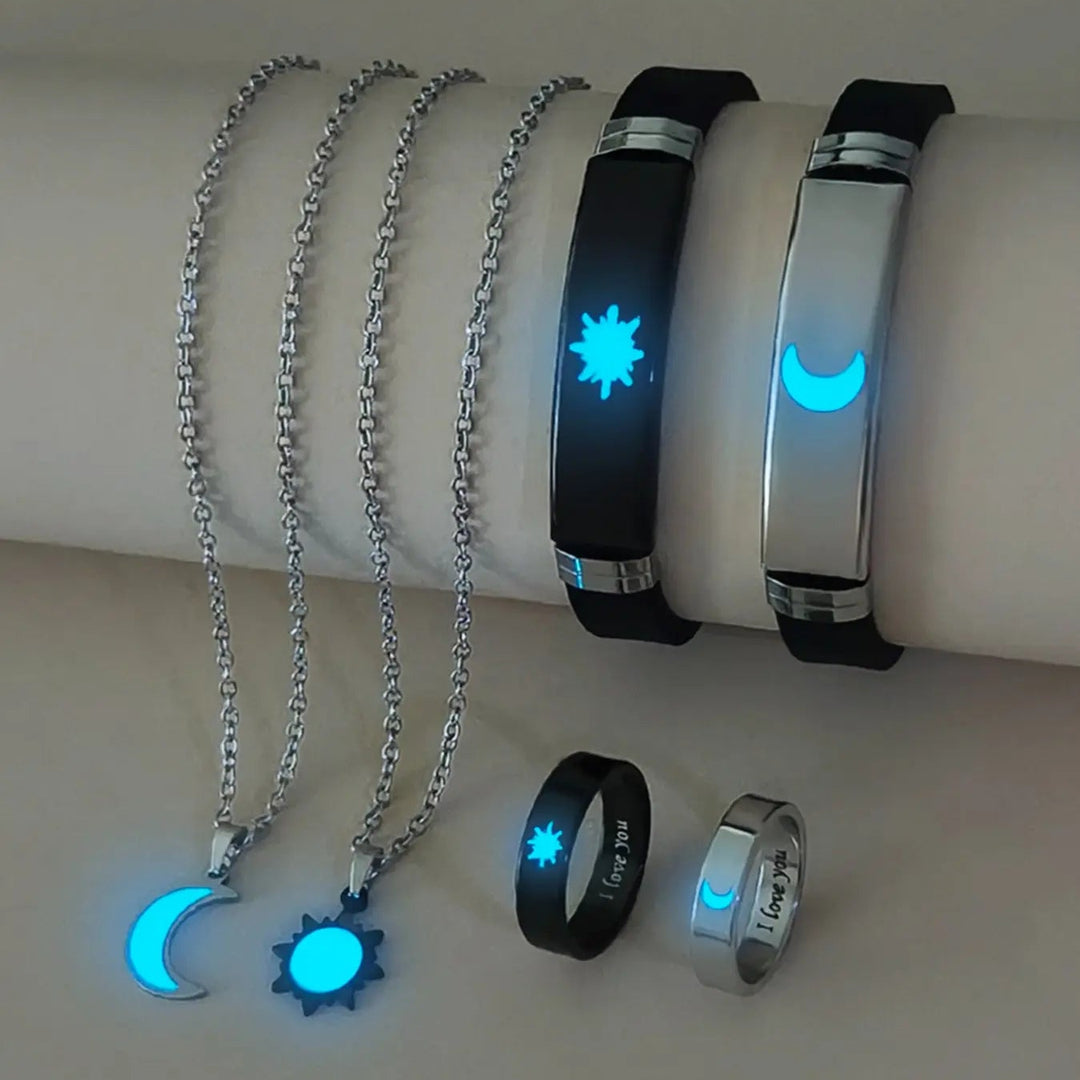 Glow Moon Sun Couple Jewelry Set