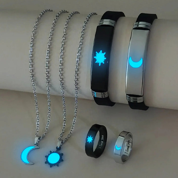 Glow Moon Sun Couple Jewelry Set