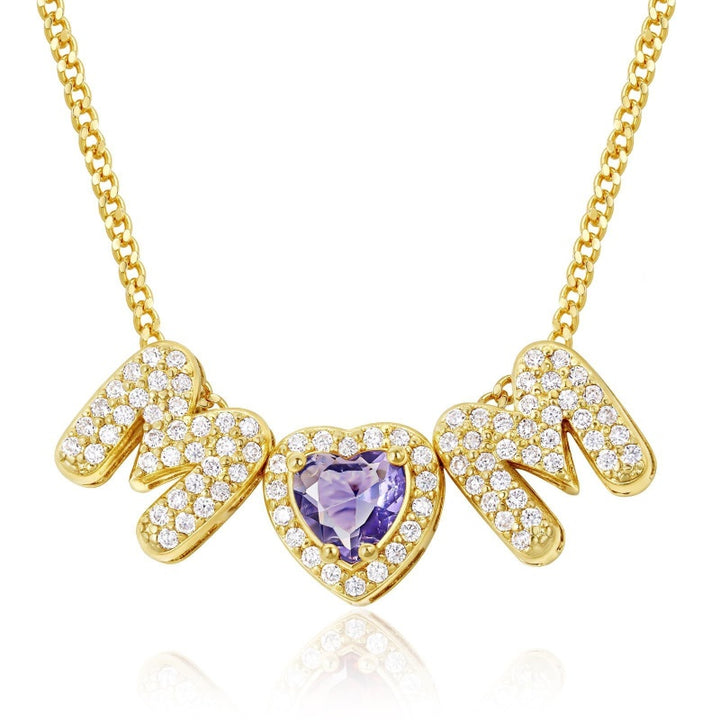 Birthstone MOM Heart Necklace