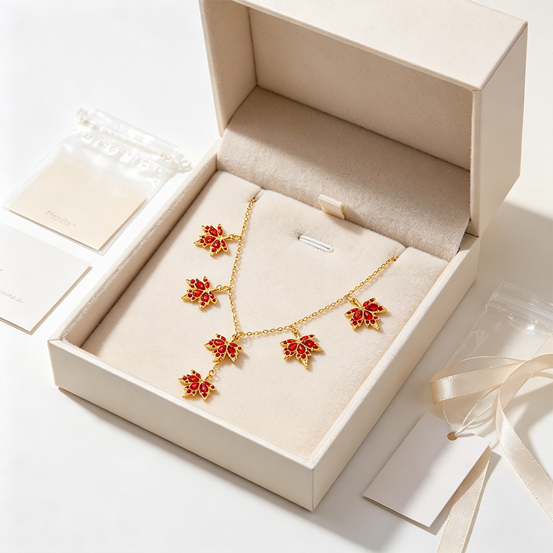 Red Maple Leaf Jewelry Set for Fall